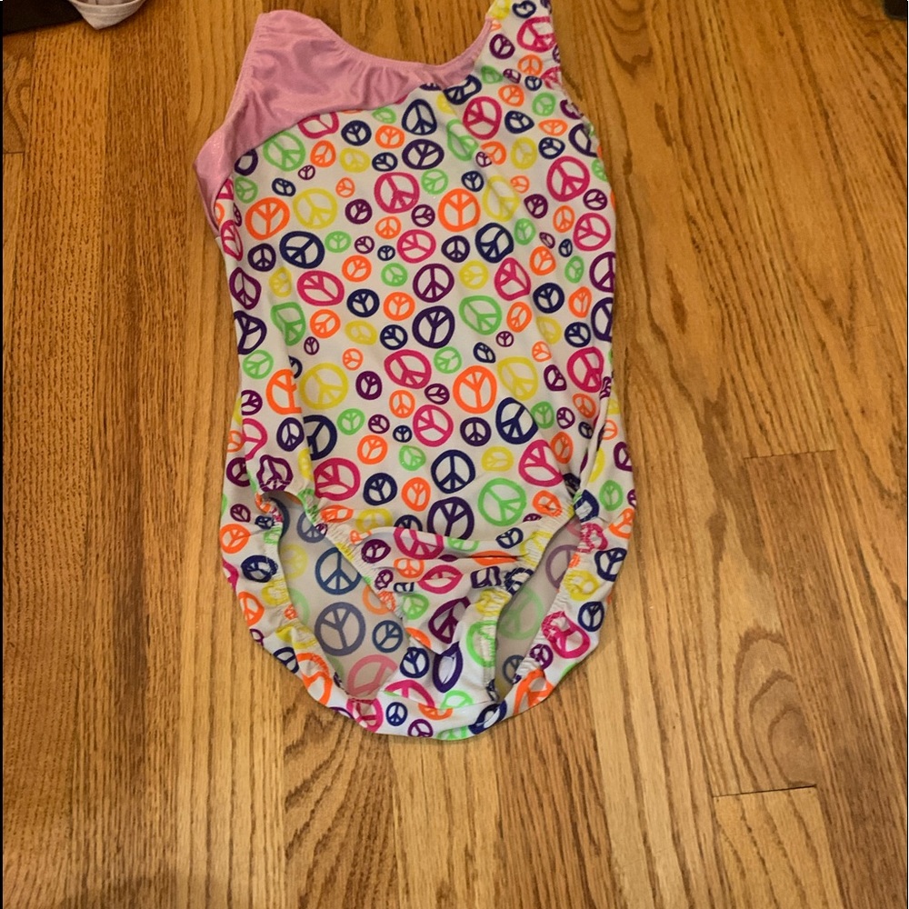 Rainbow Peace Sign Gymnastics Leotard
